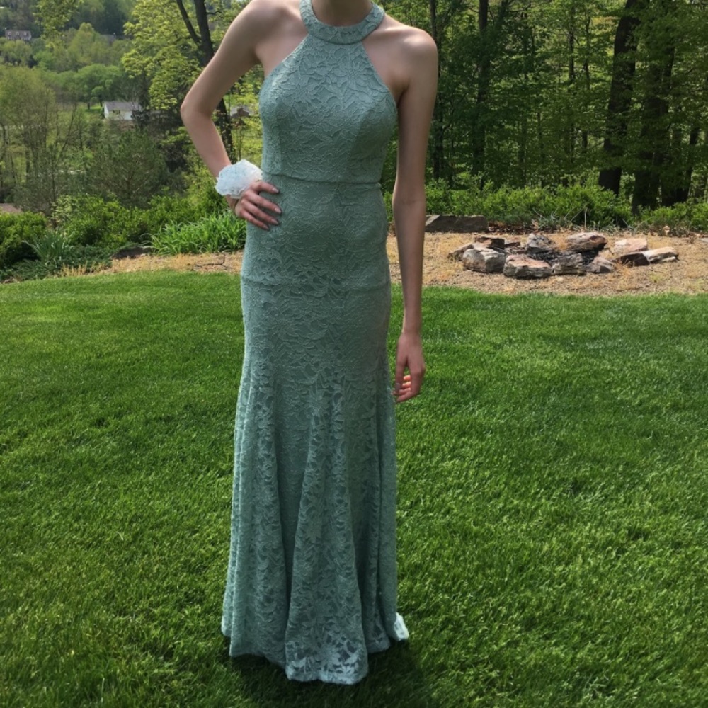 Sea foam green prom dress